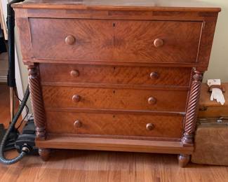#95	Wood Antique Chest of 4 drawers w/barley Twist collumn Front - 48x24x47 - Upstairs you Move Very Heavy	 $375.00 