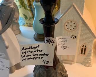 #344	Amethyst W/pewter Wine Decanter w/stopper	 $45.00 