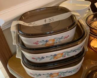 #296	6 pc Set of Ceramic Vegetable Dishes w/Amber Colored Lids	 $35.00 