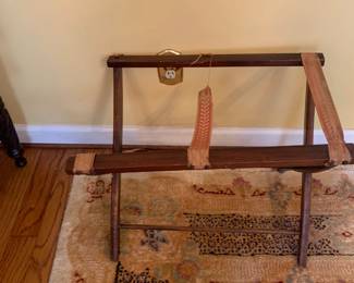 #24	Wood Tray on Tray Table/luggage Stand (as is  missing 2 straps on Luggage Rack)	 $30.00 