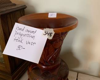 #348	hand-carved Polynesian Teak Vase	 $30.00 
