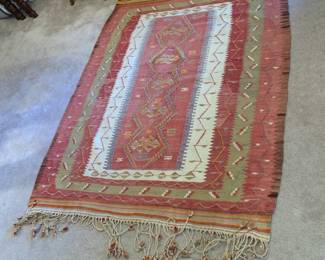 #163	Dhurrie Vegetable Dyed Rug w/fringe - 48x63	 $75.00 