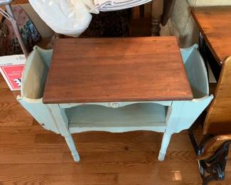 #55	Green Painted End Table w/magazine Stands - 27x12x23	 $45.00 