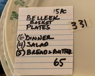 #332	Misc. Belleek Bisque Pieces - Green Labels - no Shamrock - 8 pieces	 $75.00 