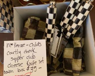#302	MacKenzie - Childs Courtly Check Supper Club Cheese Knife Set - New In Box	 $35.00 