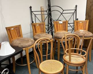 Rattan swivel bar stools