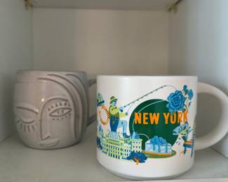 Starbucks 2013 Anniversary winking mermaid mug and Starbucks NYS discovery mug