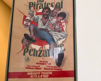 Framed poster 1981 Broadway production of the musical "The Pirates of Penzance"