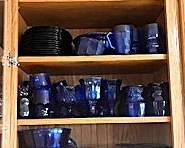 Cobalt glasses, bowls