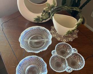 Vintage Hull pottery, vintage Fenton glassware
