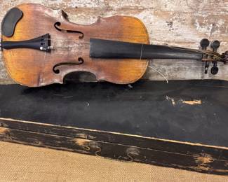 Vintage violin with old wooden case