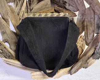 Vintage corded purse with lucite handle