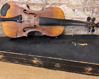Vintage violin with old wooden case