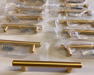 New brushed brass drawer pulls