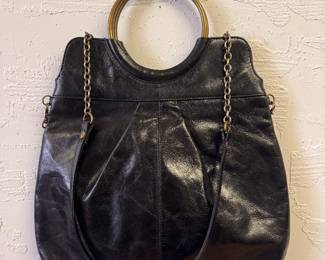 Leather Hobo purse with metal handle