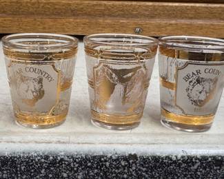 Western theme gold plated shot glasses