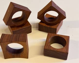Wooden mid century style napkin rings