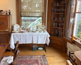 Pressed glass, cut glass, china,  and crystal for sale during in-person shopping hours.  