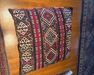 Large floor pillow made from Kaleem rug. 36 in.².