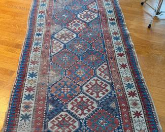$560. Stunning antique Caucasian Kazak rug. 8’6” by 3’3”.