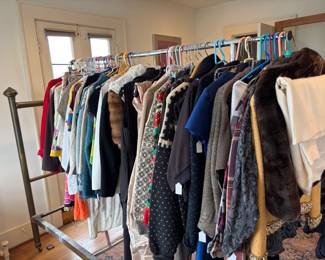 Vintage Clothing, Furs,Handbags, Shoes and Accessories, mostly women's, some men's for sale during in-person shopping hours