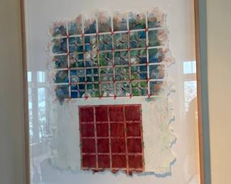 Greg Kucera 1981 signed multi media art piece.  25"W  X 32"H