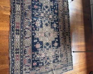 $380. Antique Caucasian rug.  4'11" x 3'7"
