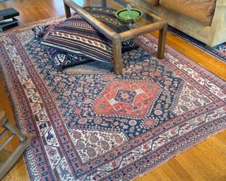 $830.  Antique Caucasian carpet 8'9" x 5'7".  Pillows sold in their own photos.