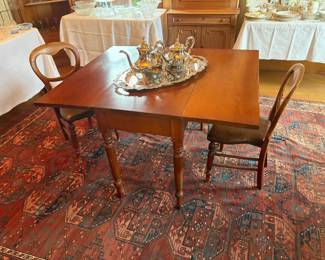$160 Antique drop leaf table.  32.5"w x 17.5"d x 29"h as shown.  when no leaf is up it is 19"w