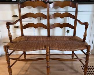 Antique caned bench from Barnard & Simonds Co. Grand Rapids Michigan