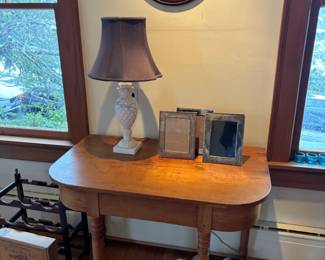 $240. Antique Demi-Lune table. 38'W\]w X 22'd x 29"h.