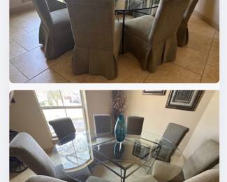 Custom Circular Dining Table Set for 8, Chairs included, Beige Color. Incredible piece