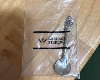 Vtg. Wallace Sterling Baroque Sterling Silver Salt Spoon Factory Sealed