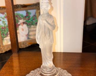 Vtg Fostoria Signed Frosted Satin Glass Mother Mary!