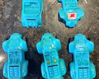 Vtg. JVZ Co. Plastic Toy Race Cars Teal -Set of 5