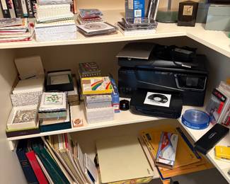 Stationary, Legal Pads, Binders, Packaging, Envelopes, VHS, CDs, & HP Officejet Pro 8600 Printer