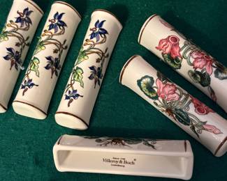 Vtg. Depuis 1748 Villeroy & Boch Luxembourg Botanica Porcelain Knife Rests - Set of 6