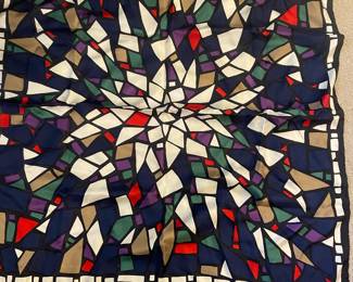 Vtg Beckford Silk Stained Glass Silk Scarf