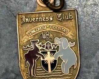 Vtg.  Inverness Club 1976-77 Commemorative Member’s Badge/Bag Tag  “1903 Concordia et Fidelitas” w/Crest 