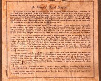 Hand Carved Wooden Relief Sculpture Da Vinci’s “The Last Supper" (back)!