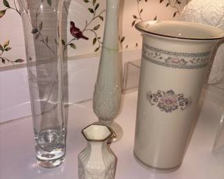 Findlay Country Club Glass Vase, Lenox Charleston Vase,  Ansley Camellia Bone China Vase England!