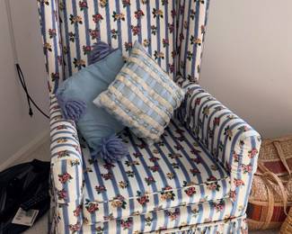 Upholstered Tall Wing Back Chair w/Ottoman!