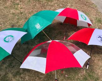 Vtg Arcoroc France 12 Days Of Christmas Plates, Jordan Co Oswiga Golf Umbrella, Great Lakes Senior Golf Miller Golf Umbrella, Vtg Haas Jordan Red/White Window Golf Umbrella,  Vtg Haas Jordan 1986 PGA Championship Inverness Club Golf Umbrella!