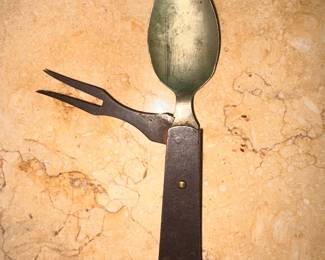 Antique Civil War Mess Kit Utensils w/Wood Handle!