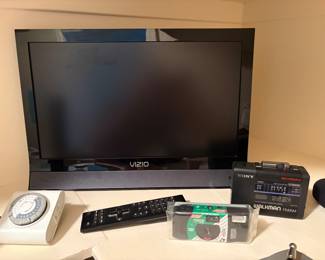 Vizio Razor LED 26 inch TV M2660VA, Sony WM-F76 AM/FM Stereo Cassette Corder, FujiFilm QuickSnap Flash 400 , & Timer