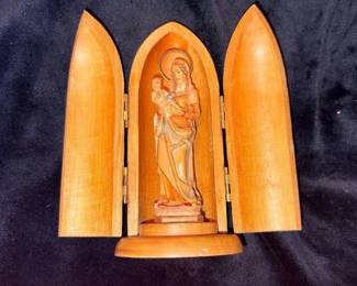 Wood Carved Traveling Madonna Grotto!