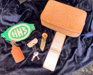 Vtg Ostrich Leather Travel Case, Antiques!