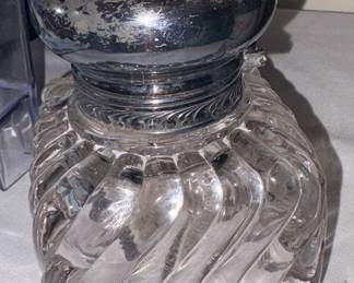 Antique Victorian-Era Ink Well W/Sterling Top!