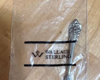 Vtg. Wallace Sterling Baroque Sterling Silver Salt Spoon Factory Sealed