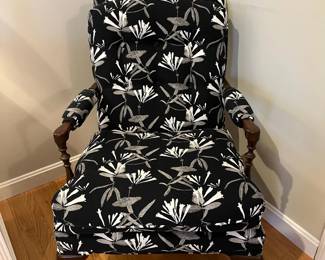 Black & White Floral upholstered Chair 